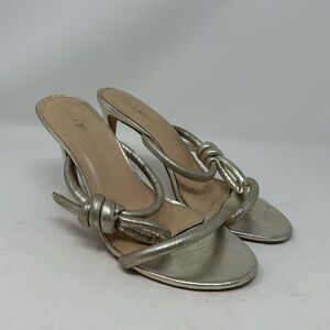Ulla Johnson Alba Gold Leather Heel Slide Sandal Bow Womens Size 41 10 Shoes